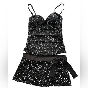 Tommy Bahama black and white polka dot tankini set. Top Sz M, bottoms Sz L